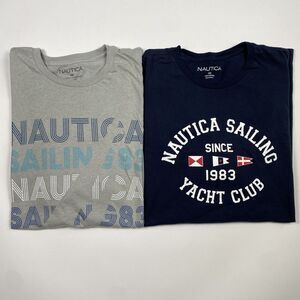 Nautica T-Shirts Set of 2 Gray &‎ Navy Men's Size XXL Pre-Owned